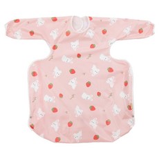 babyclo 幼兒餐桌一體式自主用餐長袖圍兜 一般款, 兔子粉紅, 1入, 1個