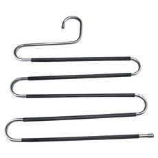 푸트로랩 S자형 스테인레스 바지 목도리 옷걸이 5단, 블랙, 1개