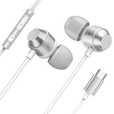 Tidyhome Type-C 跑步用有線耳機, 銀色, 單一商品