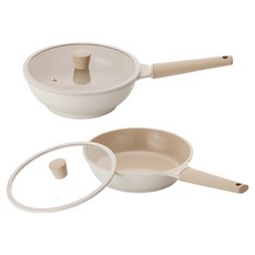 Lacena 電磁爐Solar平底鍋24cm + 中華炒鍋28cm + 矽膠玻璃鍋蓋24cm + 矽膠玻璃鍋蓋28cm組合, 1套