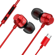 Tidy Home Type-C 跑步用有線耳機, 紅色, 單一商品