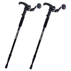 Elsso 四節折疊式方便收納彩色登山杖, 三節曲線黑色, 2個