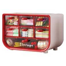 코코로이 다기능 7분할 수납함, 레드, 3단