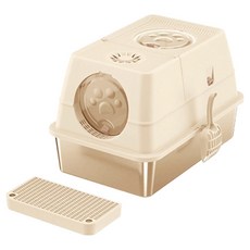 REDPUPPY 貓咪史密斯不鏽鋼貓砂盆, 米色, 1個