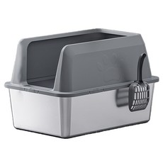 REDPUPPY 貓咪昶不鏽鋼貓砂盆, 1個, 混合顏色