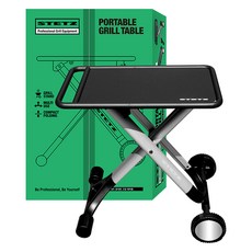 스테츠 휴대용 테이블 바베큐 그릴 캠핑용, 블랙