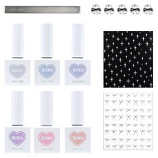Jello Jello XOXO 系列套組, 1套, 磁吸膠 6種 + 釹磁鐵 + 甲片 5p + 貼紙 2種