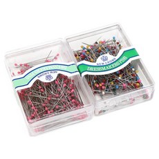 동대문단추왕 볼머리 작은 시침핀 30mm 2종 세트, 혼합 + 핑크, 1세트