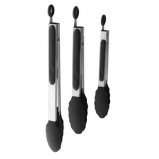 couselect 矽膠萬用料理食物夾3件組 7吋/9吋/12吋 黑色, 1組