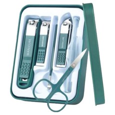 Celliving 指甲剪3件組 + 掏耳棒 + 修眉剪 + 去角質器套組, 1套, 綠色