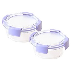 라임올리브 강화유리 원형 밀폐용기 400ml G190, 2개, 밀폐용기 400ml 2p