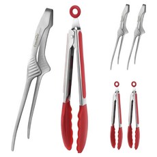 Casabeni 不鏽鋼立式夾3入 + 矽膠夾3入組, 紅色, 1套