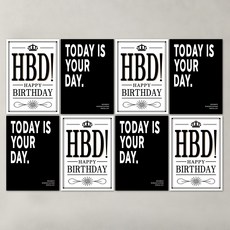 PartyIsland 生日海報 2款 x 4張組合, 經典簡約