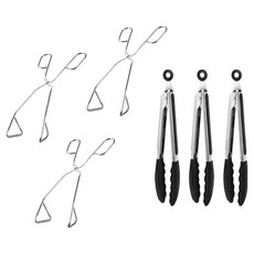 Casabeni 不鏽鋼剪刀式夾3入 + 矽膠夾3入組, 黑色, 1套