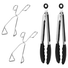 Casabeni 不鏽鋼剪刀式夾 2入 + 矽膠夾 2入 套組, 黑色, 1套