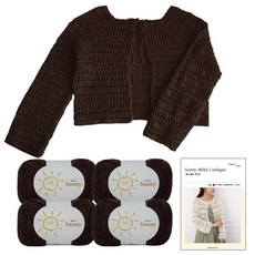 yarna 써니 밀키 가디건 뜨개실 45g x 4p + 인쇄도안 세트, 139 다크코코아, 1세트