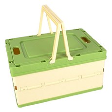 홈플로우 배색 컬러 접이식 폴딩 손잡이 수납 보관케이스, 그린, 1개