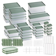비트리 시즌2 부드럽게 휘어지는 냉동실 냉장고 정리용기 60p 세트 그린, 1세트