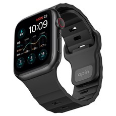 apin Apple Watch FKM 氟橡膠運動錶帶 44 / 45 / 46 / 49mm, 黑色, 1個