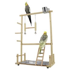 Qilci 鸚鵡雙層大型原木遊戲台, 1個, 混合顏色