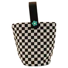 Money Pool迷你上班族帆布午餐袋, 棋盤格(午餐袋), 隨機出貨(花朵胸針), 1個