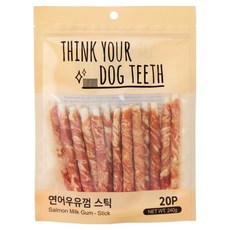띵크유어도그티 강아지 딩고껌 스틱형 20P, 혼합맛(연어/우유), 240g, 1개