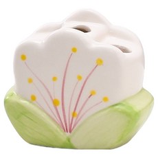 골드팡 플라워 세라믹 브러쉬 수납 펜홀더 튤립, 화이트, 1개