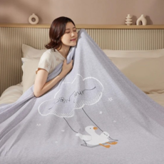 YVONNE COLLECTION 以旺傢飾 100%美國棉薄紗毯 鞦韆鵝 純棉 童用/車用, 寧靜灰