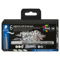 스테들러 피그먼트 소프트 브러쉬펜 6종 세트 372, 혼합색상, 1세트