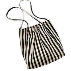 스트라이프 심플 데일리 캔버스 기저귀가방, 블랙ST