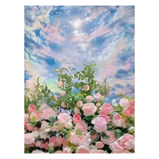 Monahome美麗風景DIY畫名畫畫布圖案+畫筆 3種+壓克力顏料組, 1組, 1 伊甸園