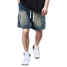 男款寬鬆工裝鬆緊牛仔短褲 NXG17