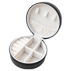 세컨드베스트 원형 귀여운 반지 귀걸이 악세사리보관함 9.8 x 9.8 x 5 cm, 블랙, 1개