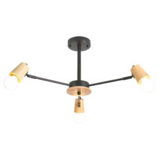 Honey Comb 北歐風半吸頂燈三燈 簡約時尚 橡木燈罩, KC2398-75