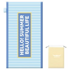 韓國 BUFFALO 哈囉夏日海灘巾 1800 x 1000 mm + 防水沙灘包, 藍色, 1個