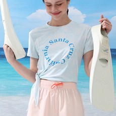 오닐 여성용 플레이 타이형 반팔 레쉬가드 OWTRM6553, 940 (블루)