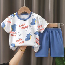 woojooi 兒童夏季恐龍短袖上下衣套裝