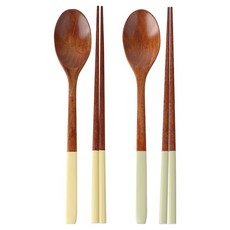 컬러핸들 옻칠 수저 2벌 세트, 레몬, 민트, 숟가락 2p + 젓가락 2p, 1개