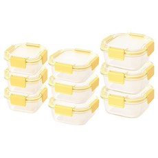 라임올리브 G190 강화유리 밀폐용기 정사각 3종 x 3p 세트, 1세트, 320ml 3p + 520ml 3p + 800 3p