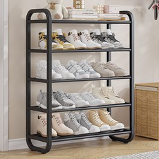 我們家玄關多功能薄鞋櫃 60cm, 黑色, 5層