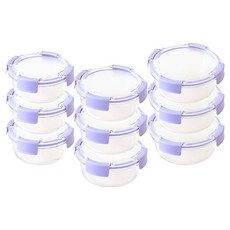 라임올리브 G190 강화유리 밀폐용기 원형 3종 x 3p 세트, 1세트, 400ml 3p + 620 3p + 950ml 3p