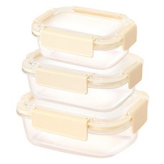 라임올리브 강화유리 직사각 밀폐용기 3종 세트 G190, 1세트, 밀폐용기 370ml + 640ml + 1040ml