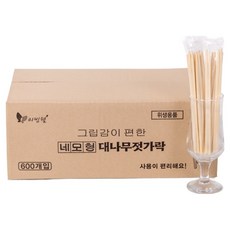 리빙웰 네모형 대나무젓가락, 1개, 600개입