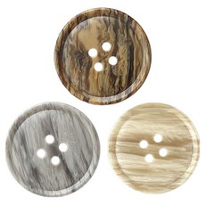 Knitt 大理石紋路鈕扣 21mm 3款 x 10入組, 灰色, 象牙白, 米色, 1套