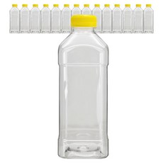 Mirkorea 高強度優質透明PET方形牛奶瓶 黃色, 1L, 15個