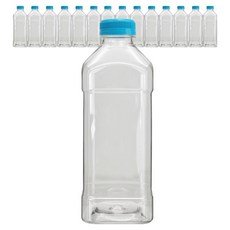 Mirkorea 高強度優質透明PET方形牛奶瓶 藍色, 15個, 1L