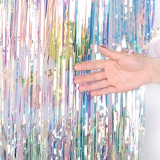 ROJI 派對裝飾 銀箔流蘇窗簾 5入, 雷射銀