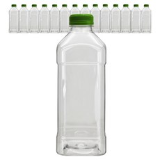 Mirkorea 高強度優質透明PET方形牛奶瓶 深綠色, 15個, 1L