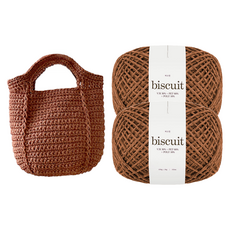 울클럽 뜨개 바스켓 백 DIY 패키지 네모니 비스켓 실 2p + 영상도안 세트, 시나몬, 1세트