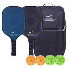 PRO-SPECS 玻璃纖維匹克球拍 2入+球 4入+收納用包組, 黑色 + 海軍藍, 1套